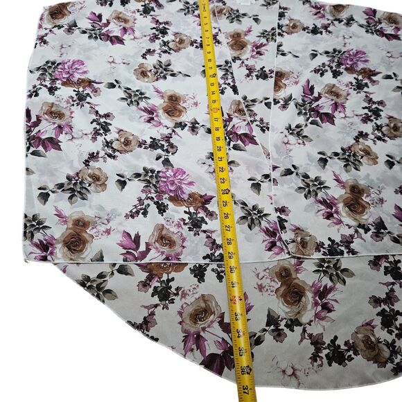 Emory Park Womens 3XL Sheer Kimono Ivory w/Floral Pattern Fairy Flowy Boho Slits - Picture 6 of 8